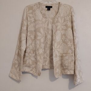 Tahari Floral Open Blazer LIEN/cotton Size Large